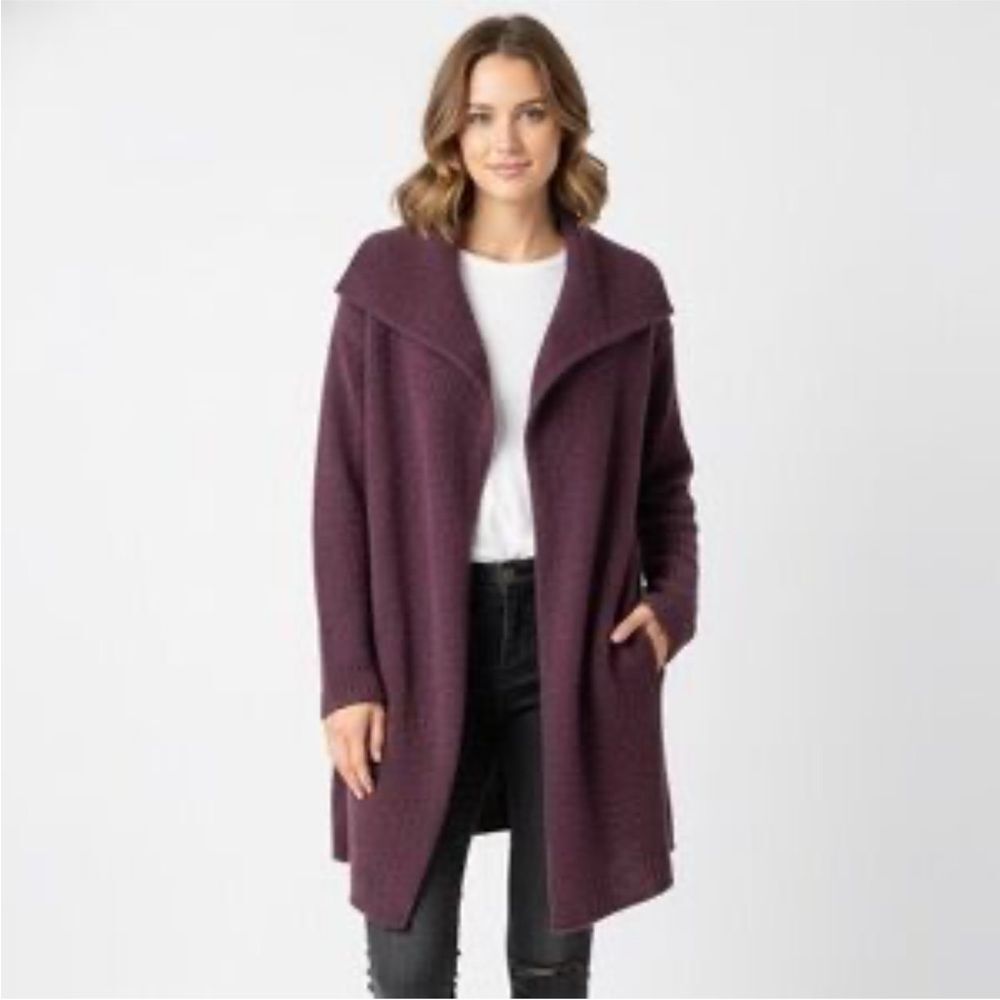EILEEN FISHER  Wool Blend Drape Front Long Cardigan Size Medium